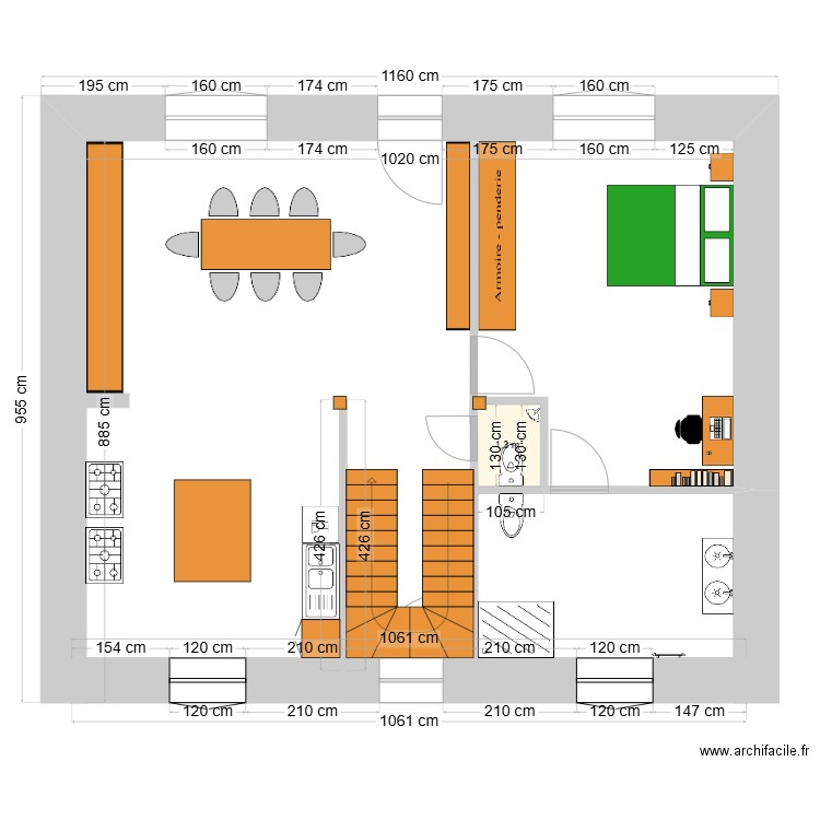 RdC GM 1. Plan de 1 pièce et 1 m2