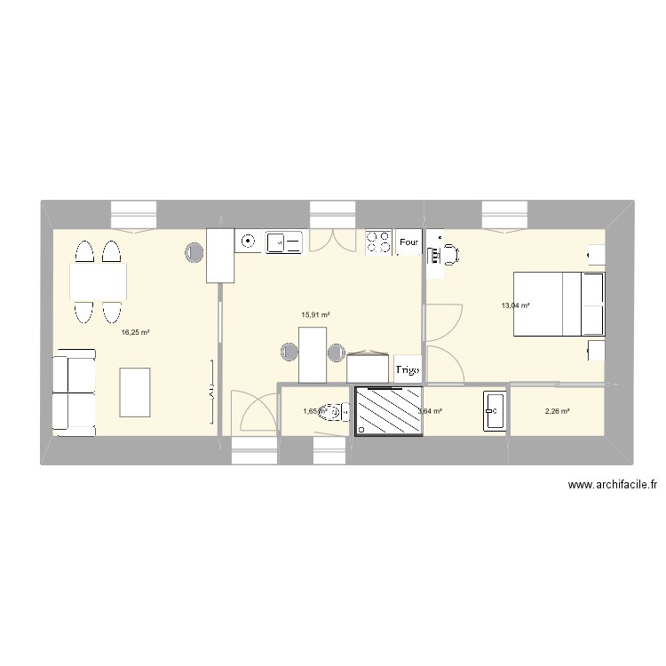 2TNE2 Axel Rebois Hermitte. Plan de 6 pièces et 53 m2