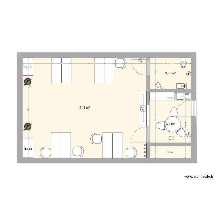 74 Bordes 4 bis. Plan de 3 pièces et 42 m2