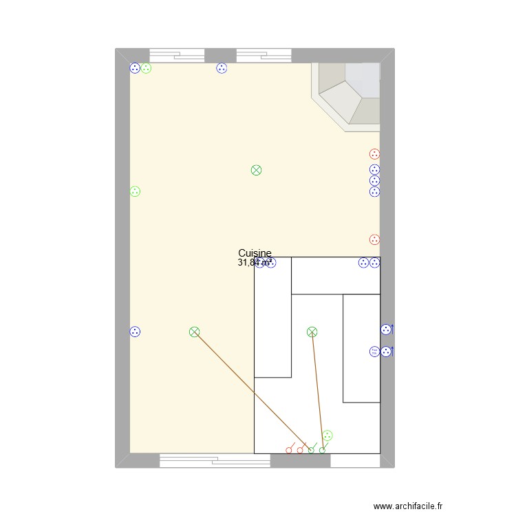 Elec 1er etage. Plan de 1 pièce et 32 m2