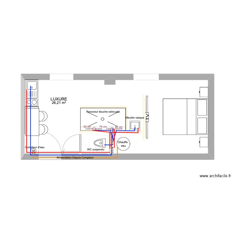  VAISE POMBERIE. Plan de 1 pièce et 26 m2