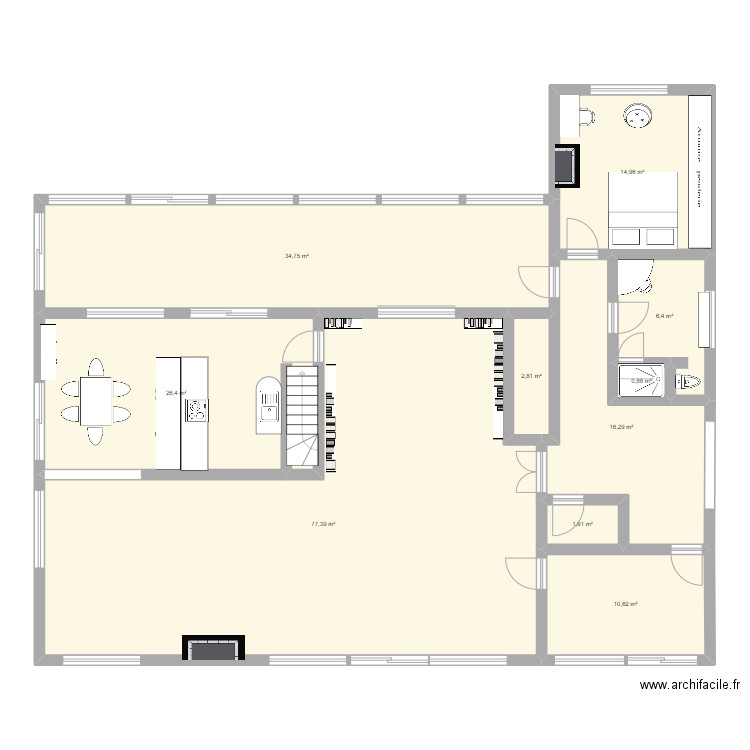 Maison Merignies RdC. Plan de 10 pièces et 192 m2