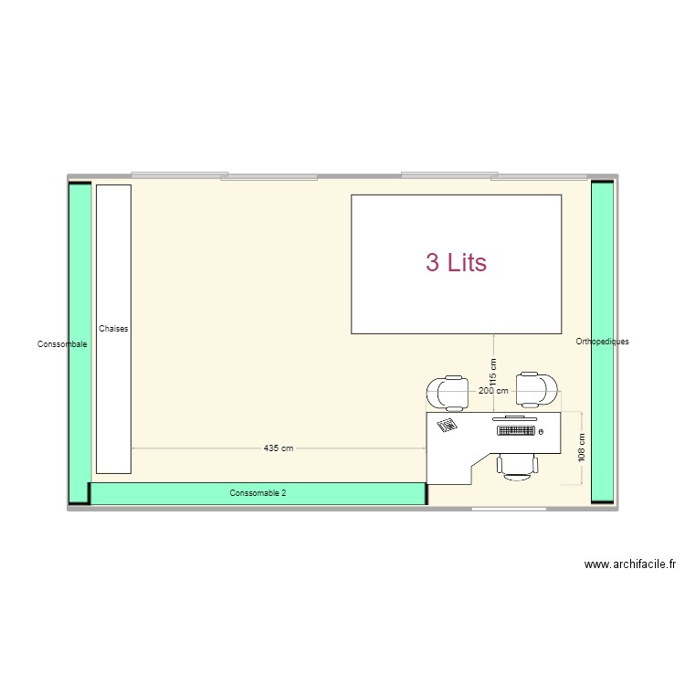 MAg. Plan de 1 pièce et 39 m2