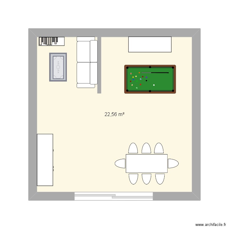 SALON. Plan de 1 pièce et 23 m2