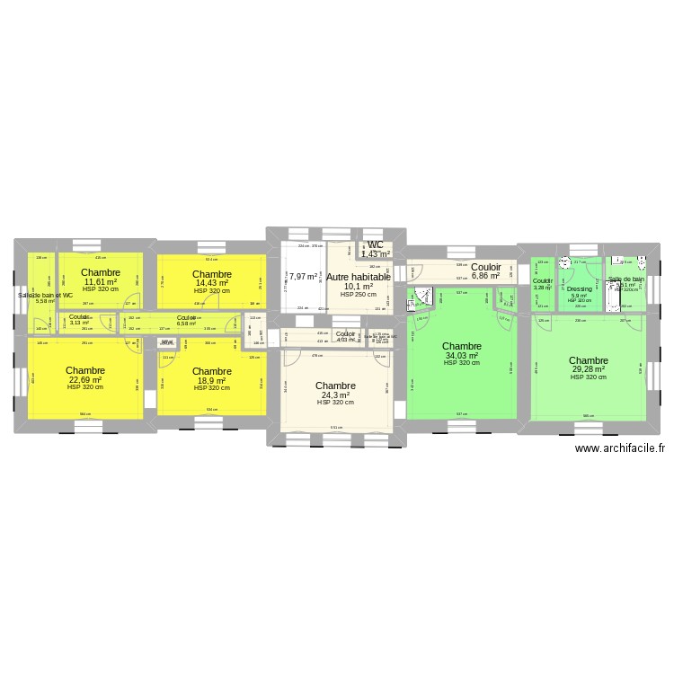 NAy3. Plan de 58 pièces et 980 m2