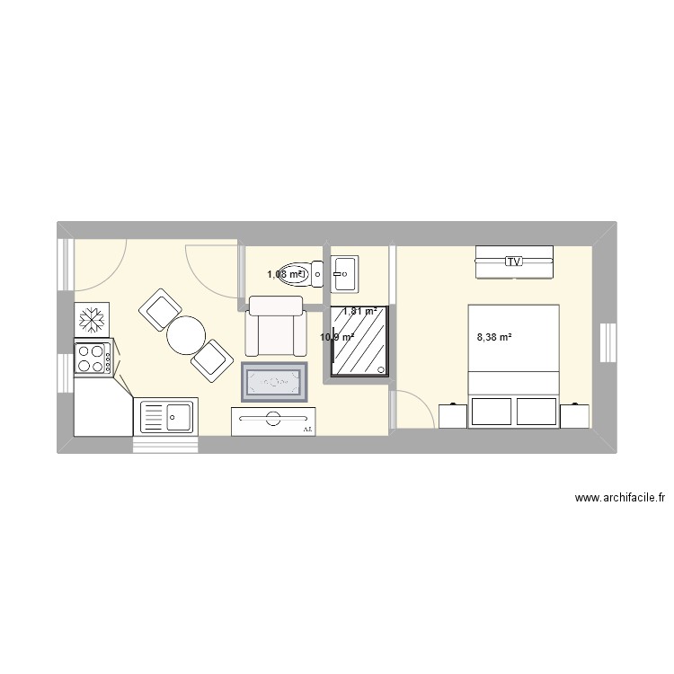 Garage. Plan de 4 pièces et 35 m2