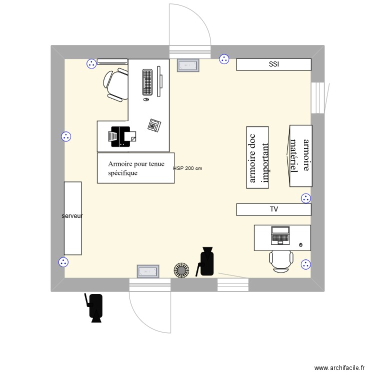 pc plan. Plan de 1 pièce et 20 m2