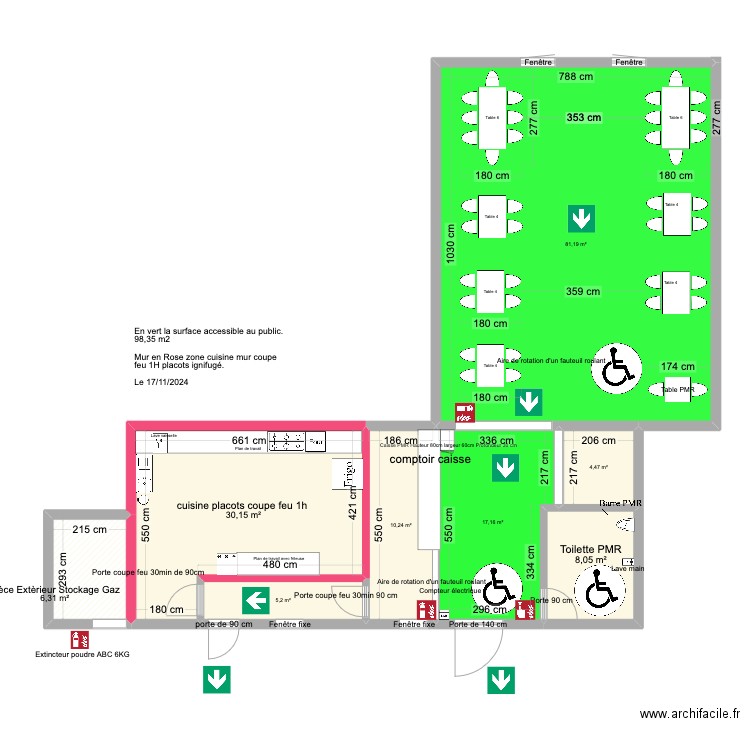 burger and grill plan d'implatation 1.3. Plan de 8 pièces et 163 m2