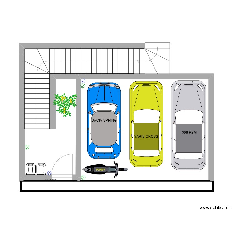 Place de parking 3 places. Plan de 1 pièce et 0 m2