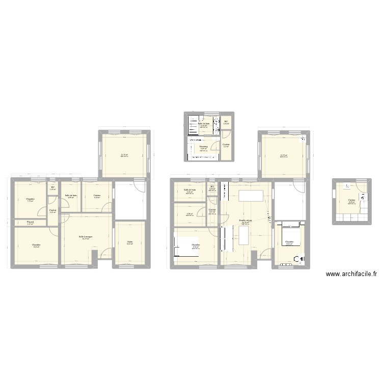 test. Plan de 23 pièces et 163 m2