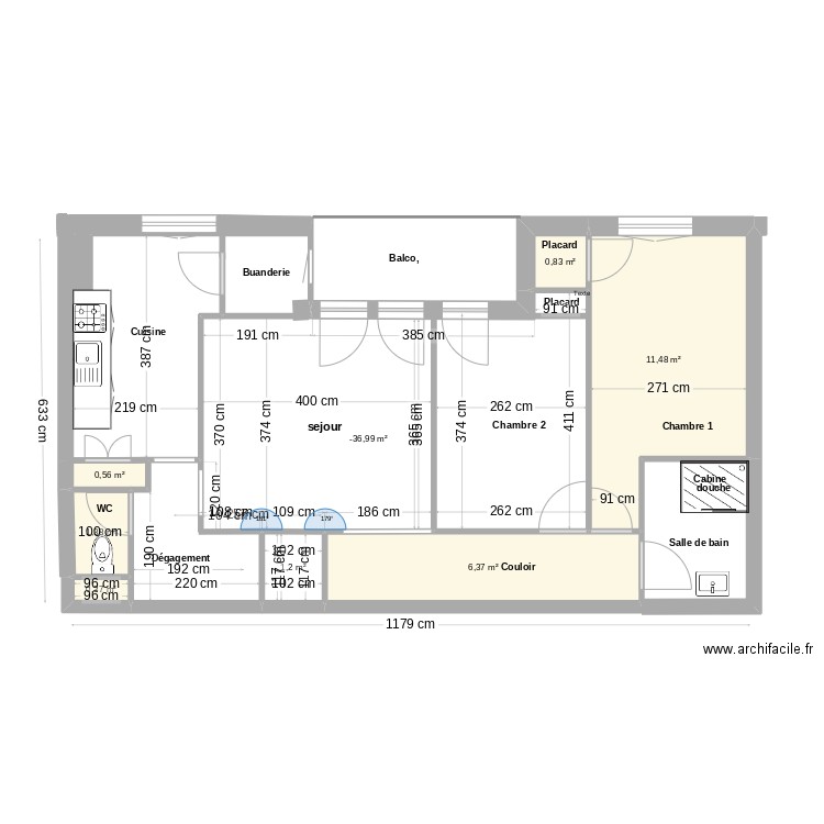 tamaris version 1. Plan de 8 pièces et 51 m2