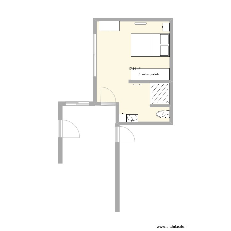 arriere cuisine. Plan de 1 pièce et 18 m2