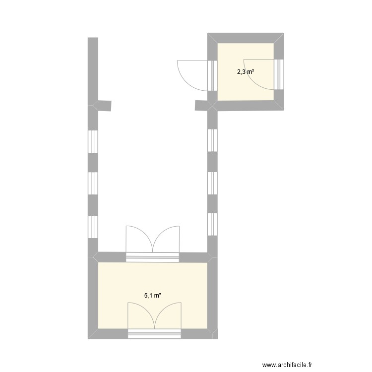 egl. Plan de 2 pièces et 7 m2