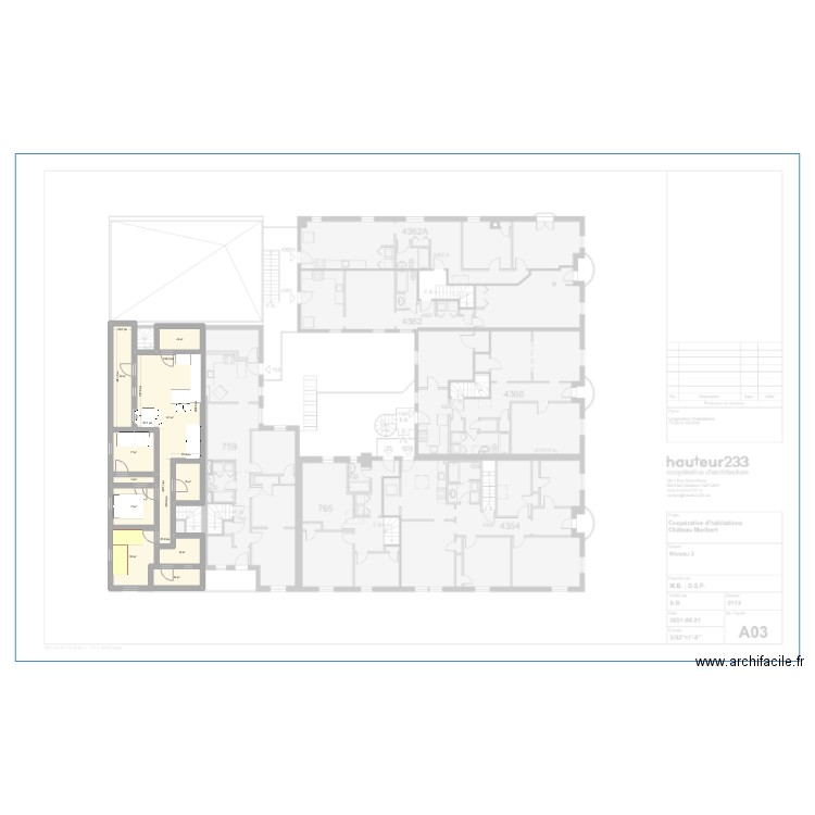 753 Marie-Anne. Plan de 10 pièces et 79 m2