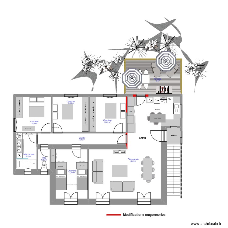 PLAN DE L'ETAGE FRANCESCHI. Plan de 10 pièces et 144 m2