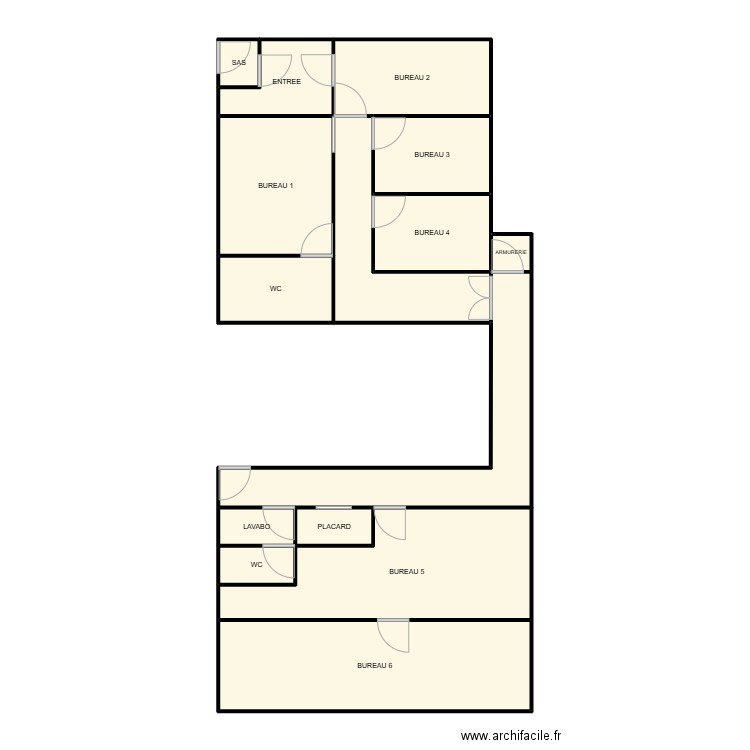 BUREAU PM. Plan de 15 pièces et 102 m2