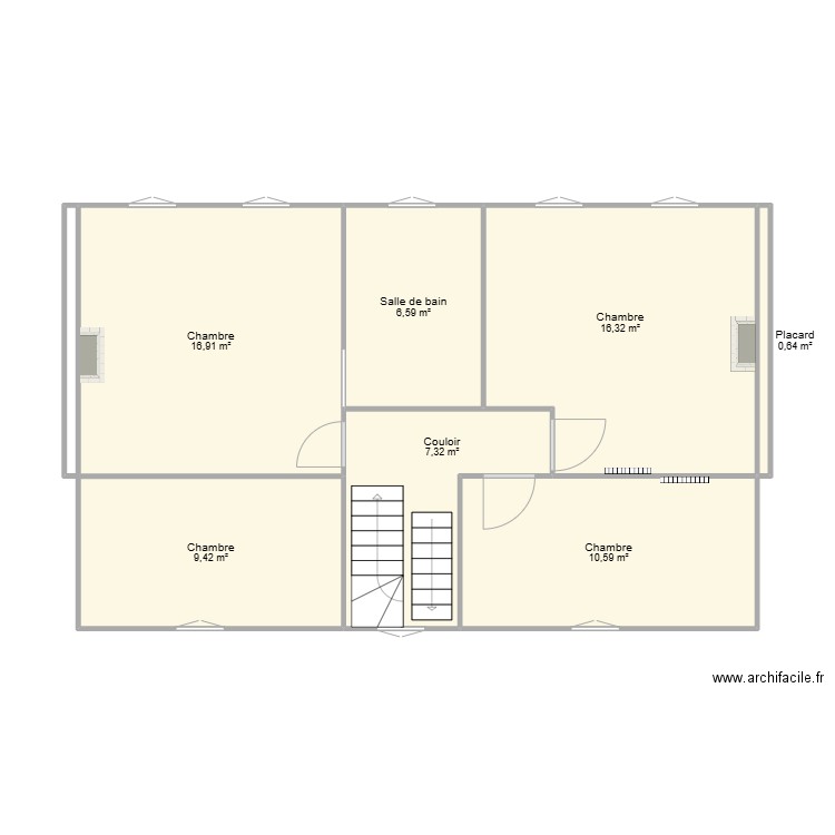 1er étage Sigy. Plan de 7 pièces et 68 m2