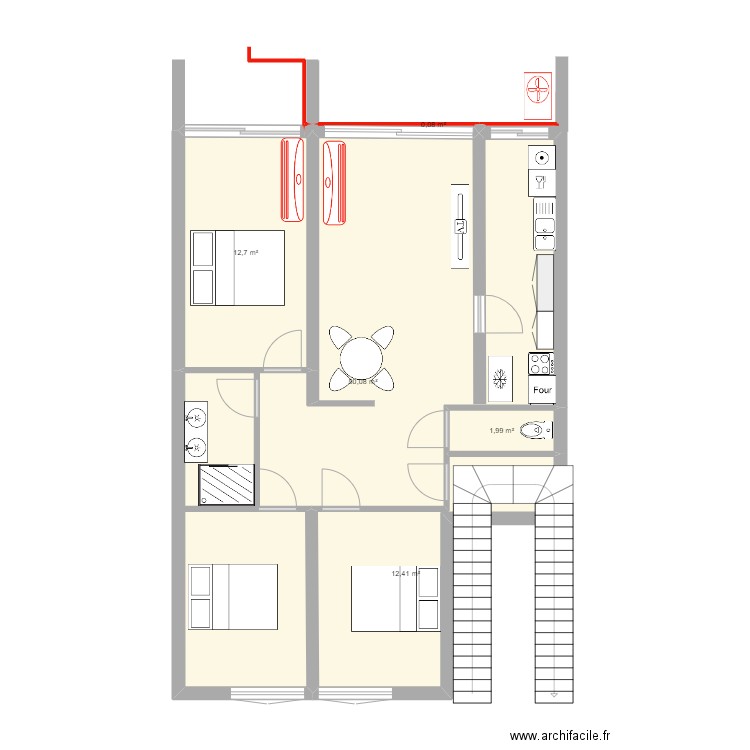Appartement 213. Plan de 5 pièces et 77 m2