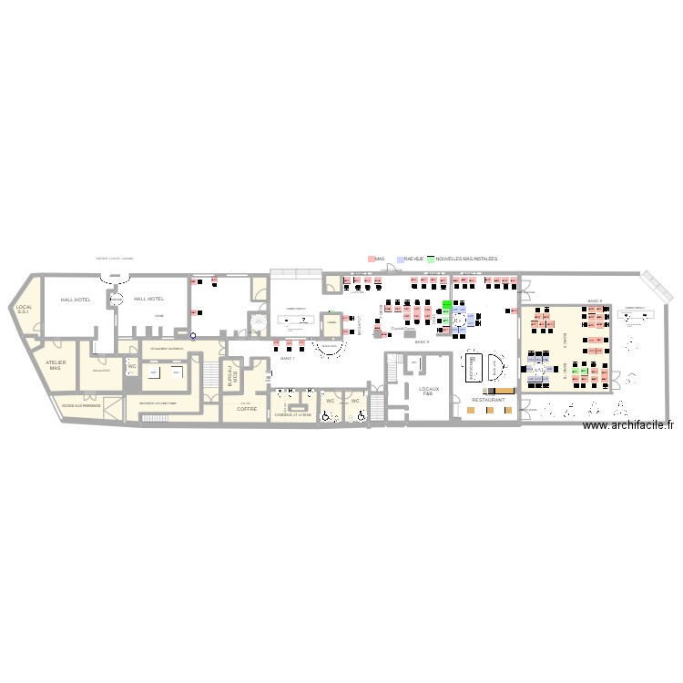 Plan de salle RDC 15 JUILLET 2024. Plan de 20 pièces et 302 m2