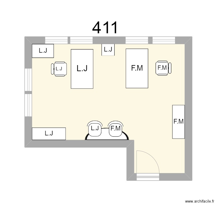 Bureau R 411 - L.JUBIN - F.MIRAMOND-SCARDIA. Plan de 1 pièce et 20 m2