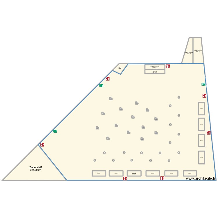 Gloriette. Plan de 47 pièces et 1098 m2