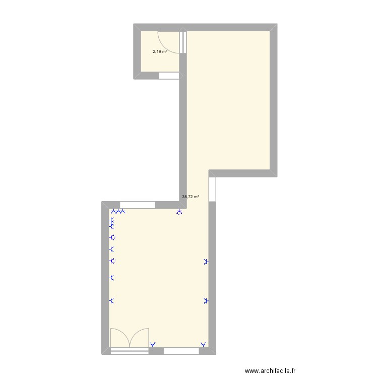 Bruce. Plan de 2 pièces et 38 m2