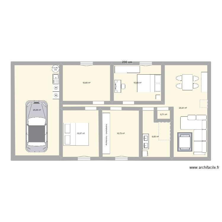 Estelle Riel. Plan de 8 pièces et 99 m2