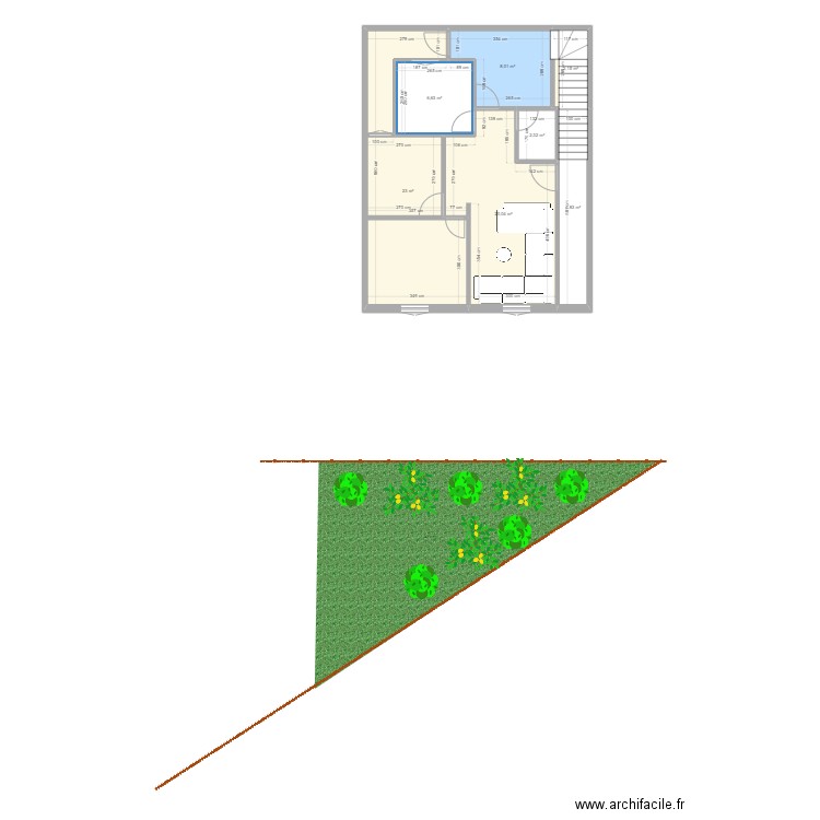 R+2 alaoui. Plan de 7 pièces et 70 m2