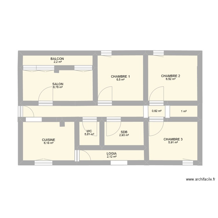 plan sans cotes . Plan de 11 pièces et 47 m2