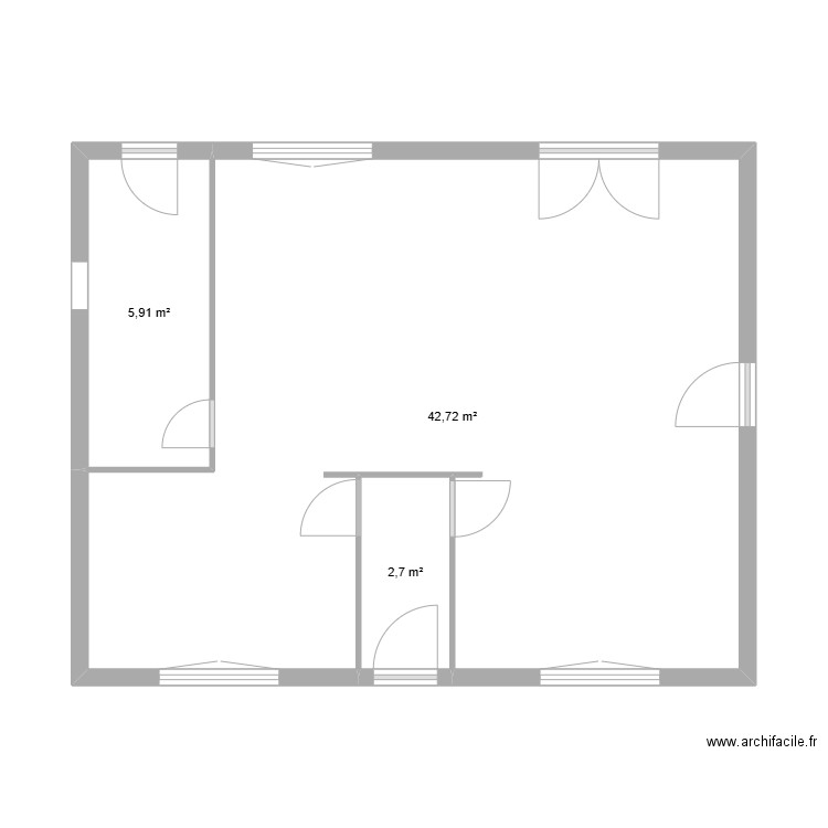 KKKK. Plan de 3 pièces et 51 m2