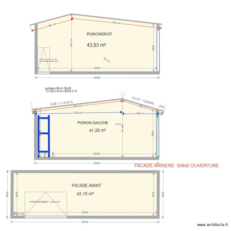 plan de coupe garage busnes. Plan de 5 pièces et 133 m2