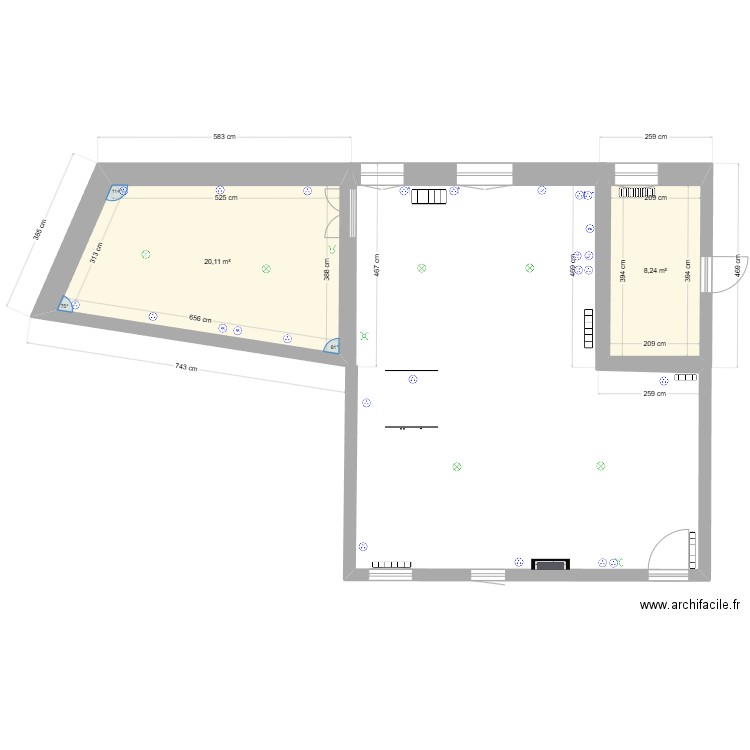 BUSSIERES CUISINE ELECTRICITE 2. Plan de 2 pièces et 28 m2