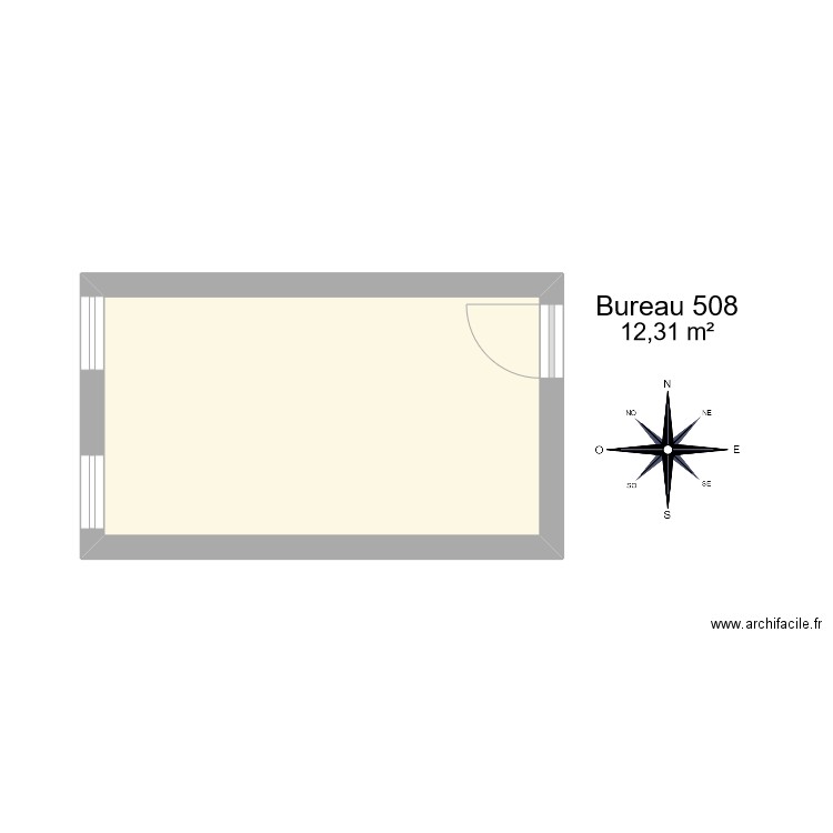 Bureau R 508. Plan de 1 pièce et 12 m2