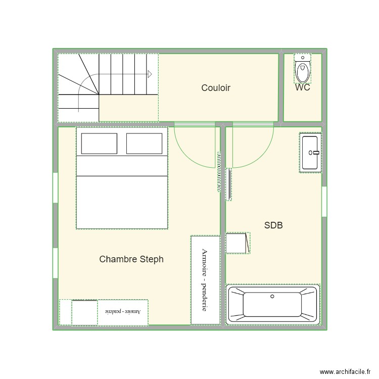 2ème étage Attert. Plan de 4 pièces et 26 m2