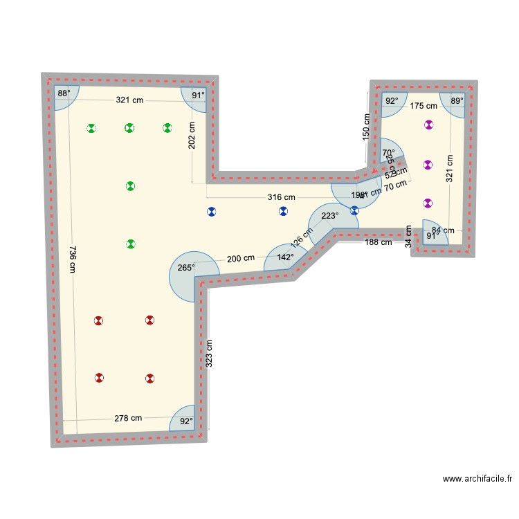 Plafond - Lumière. Plan de 1 pièce et 33 m2