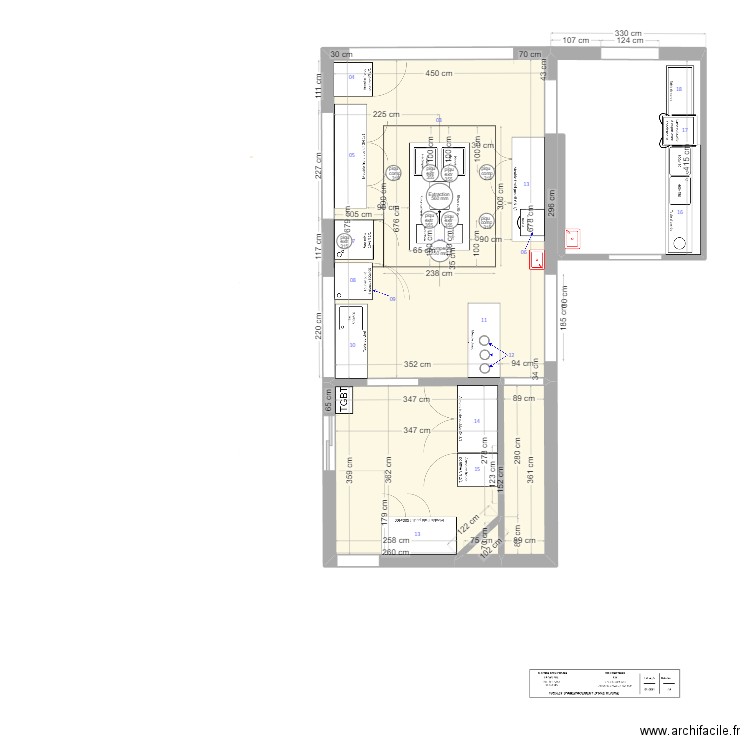 BRY 4 Hotte réservations. Plan de 4 pièces et 46 m2