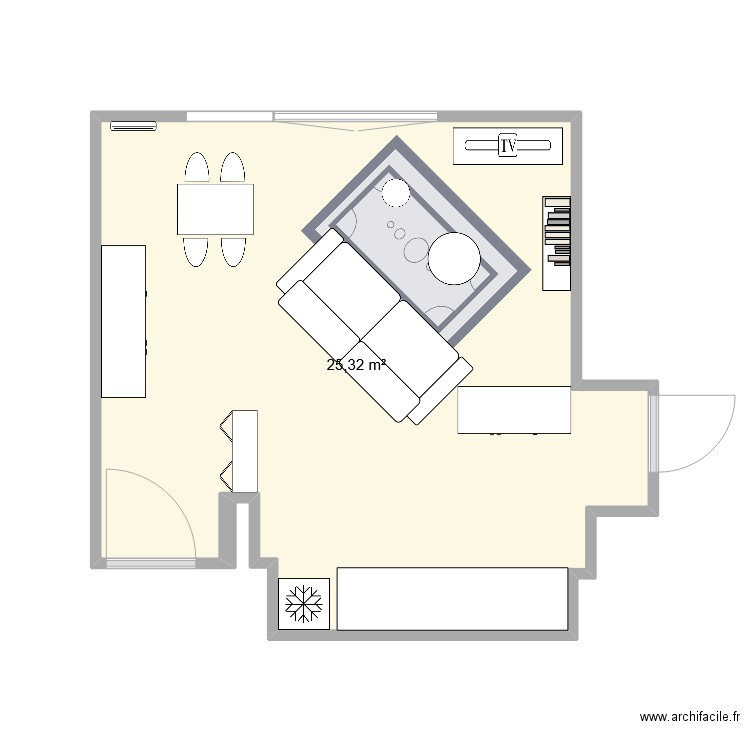 Appart V2. Plan de 1 pièce et 25 m2