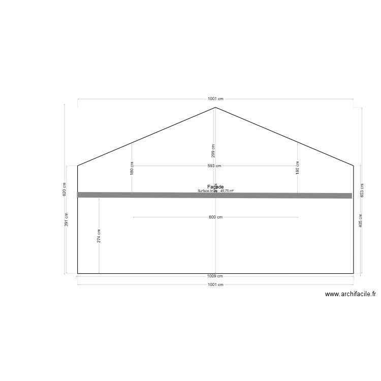 Vue de face en coupe . Plan de 0 pièce et 0 m2