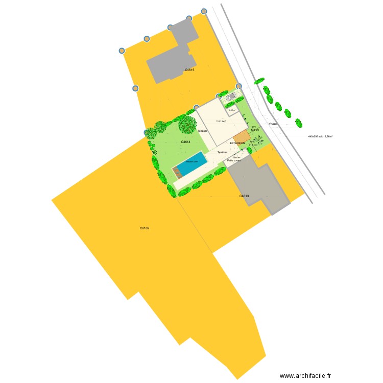 Plan de masse . Plan de 5 pièces et 400 m2