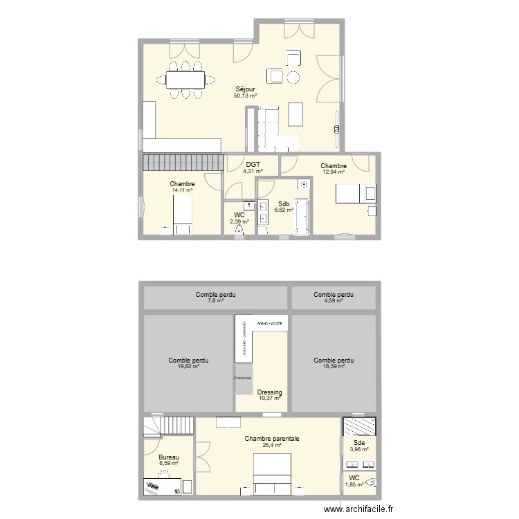 V-5. Plan de 18 pièces et 193 m2