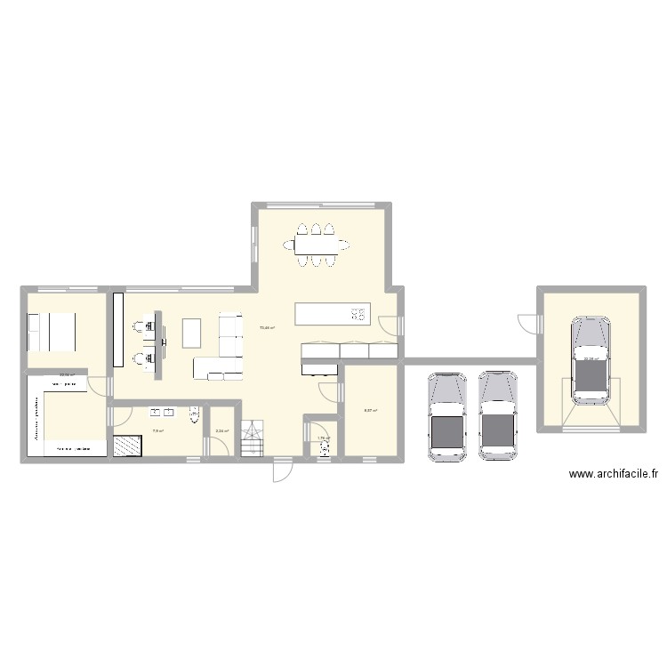 DDN. Plan de 7 pièces et 138 m2