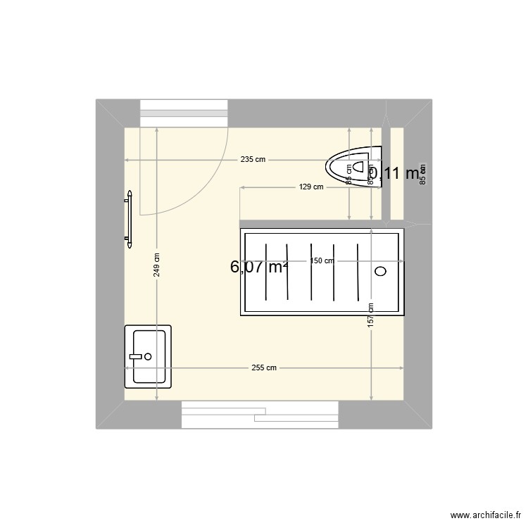 ASADOVA. Plan de 2 pièces et 6 m2