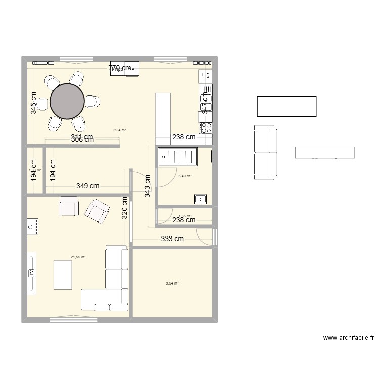 Maison . Plan de 6 pièces et 79 m2