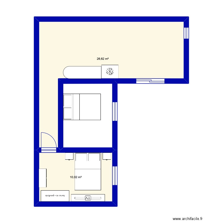 OYEP. Plan de 2 pièces et 37 m2