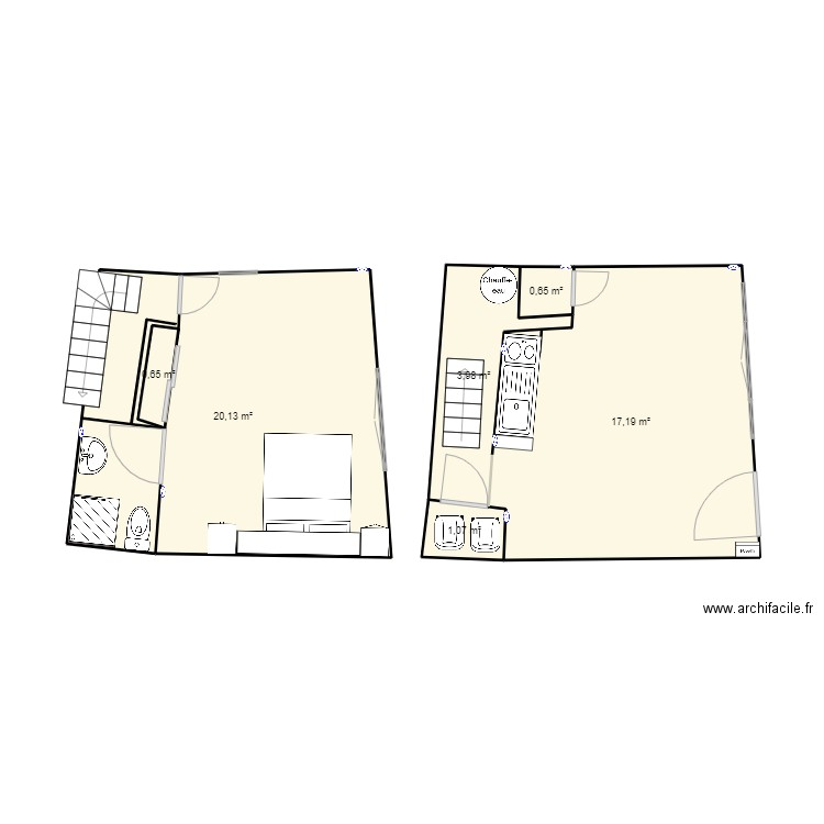 Maison Mido. Plan de 6 pièces et 44 m2