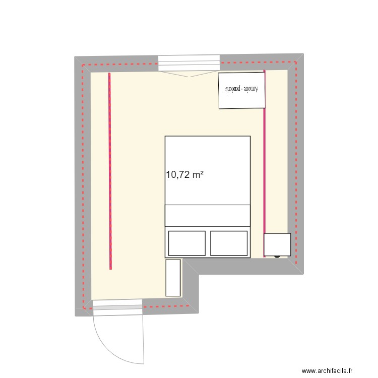 CHAMBRE SARAH. Plan de 1 pièce et 11 m2