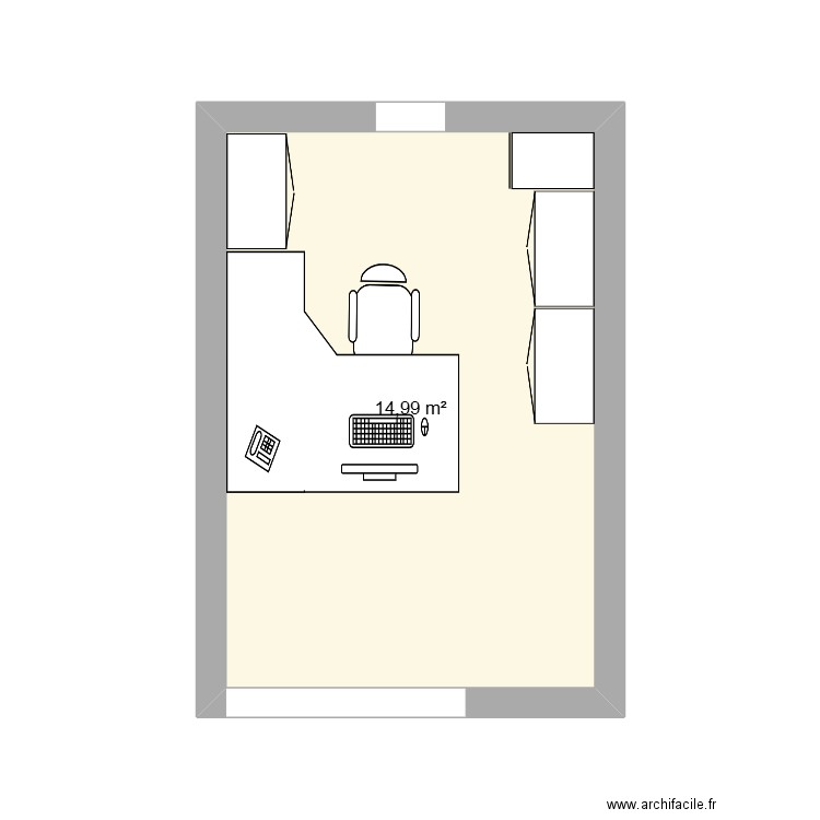 Bureau 1. Plan de 1 pièce et 15 m2