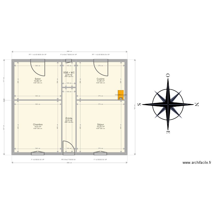 ML24012066 . Plan de 6 pièces et 60 m2