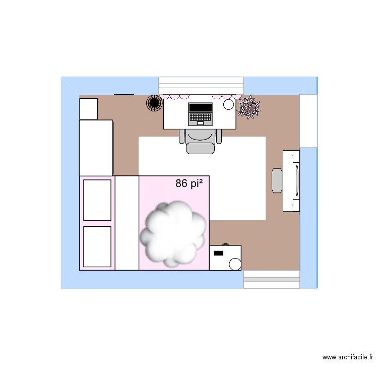 chambre #1. Plan de 1 pièce et 8 m2