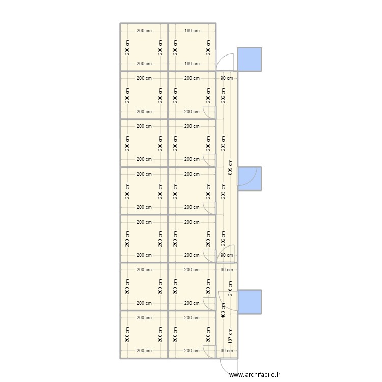 Chenil. Plan de 19 pièces et 70 m2